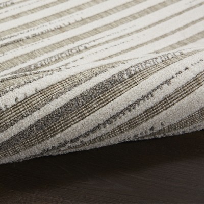 Calobra Light Grey Striped 4' x 6' Hand-Knotted Synthetic Rug