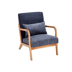 Vynxaria Beige Cotton - Filled Modern Accent Chairs with Armrests & Cushions, Ideal for Living Room & Bedroom - 1 of 4