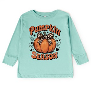 The Juniper Shop Coquette Pumpkin Season Leopard Toddler Long Sleeve Tee - 5/6T - Seafoam - 1 of 4