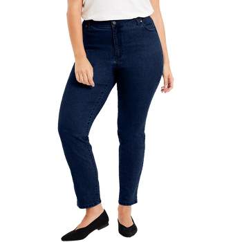 June + Vie by Roaman's Women's Plus Size Curvie Fit Straight-Leg Jeans