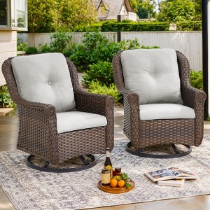 Outdoor Swivel Chair Wicker Patio Glider Chair High Back Swivel Chairs Set of 2 - 1 of 4