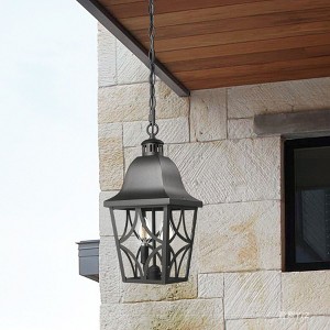 AZL1 Life Concept Decorative Lantern Outdoor Pendant Lantern Modern Black Metal with Clear Glass for Porch Foyer Doorway, Black, 10.2"*10.2"*20.3" - 1 of 4