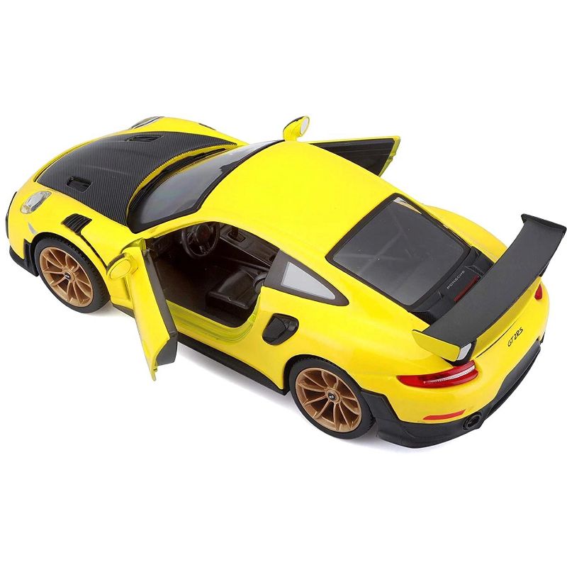 Porsche 911 GT2 RS Yellow with Carbon Hood and Gold Wheels "Special Edition" 1/24 Diecast Model Car by Maisto, 3 of 4