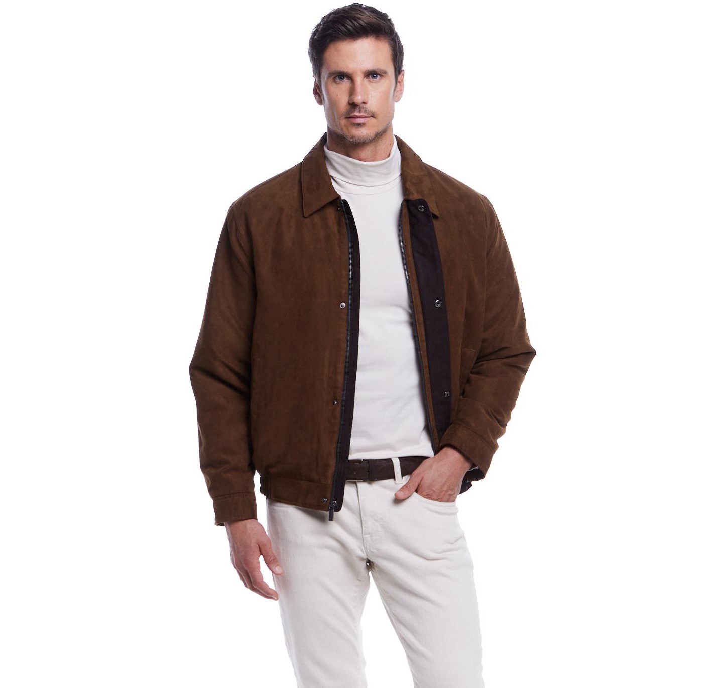 Мужская куртка Weatherproof Chocolate Brown Microsuede Bomber, цвет: Шоколадный — фото 5