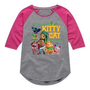 Girls' - Santiago of The Sea - Kitty Cat Crew Shirt Tail Raglan Graphic T-shirt - 1 of 4