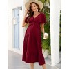 Clearlove Maternity Dress Women's V Neck Short Sleeve Smocked Ruffle Tiered Dress - 3 of 4