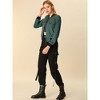 INSPIRE CHIC Women's Stand Collar Zip Up Flap Pocket Bomber Jacket - 4 of 4