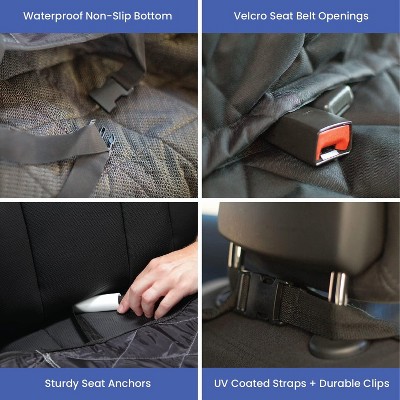 Black Quilted Waterproof Dog Car Seat Cover, 54" Wide
