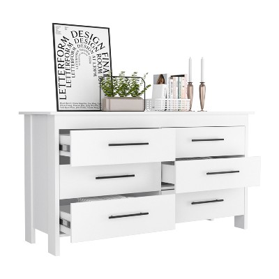 NicBex 6 Drawer Dresser for Bedroom,Modern Style Drawers with Black Pulls,,Dressers for Kids Room,Living Room,Entry and Hallway