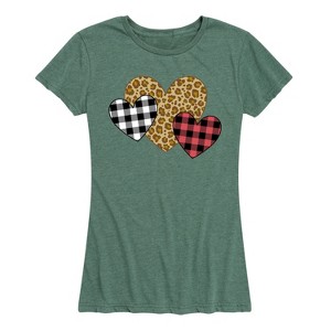 Women's - Instant Message - Patterned Hearts Short Sleeve Graphic T-Shirt - 1 of 4