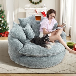 AENKYO 81.1" Cloud Couch Sleeper Indoor Lazy Sofa, Oversized Round Deep Seat Chaise Lounge Chair with 14 Pillows for Living Room - 1 of 4