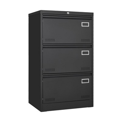 Metal Filing Cabinets with Lock Filing Cabinet Lateral File Cabinet 3 Drawer for Legal Letter A4 F4 Home Office Black One Size