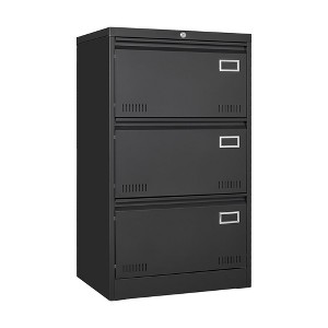 Metal Filing Cabinets with Lock Filing Cabinet Lateral File Cabinet 3 Drawer for Legal Letter A4 F4 Home Office Black One Size - 1 of 4