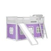 Max & Lily Twin over Twin Low Bunk Bed with Slide and Curtain for Kids - 2 of 4