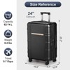 Karl Home Luggage 24  inch Suitcase PC ABS with TSA Lock Expandable Spinner Carry on Hardshell Lightweight Black - 2 of 4
