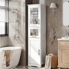 Versatile freestanding tall cabinet with glass doors, perfect for living room and kitchen storage and style - 4 of 4