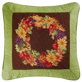 C&F Home Autumn Wreath Needlepoint Pillow