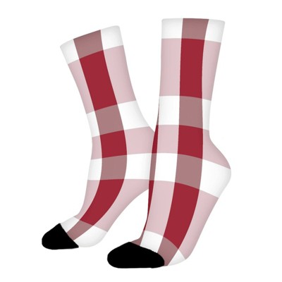 White Red Stripe Women Printed Crew Socks Funny Funky Socks Soft Polyester Novelty Gifts for Artists Men