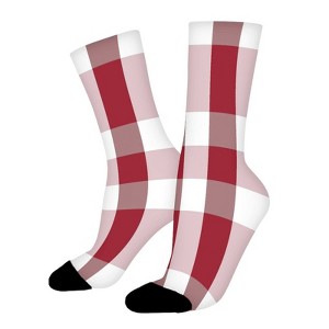 White Red Stripe Women Printed Crew Socks Funny Funky Socks Soft Polyester Novelty Gifts for Artists Men - 1 of 1