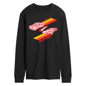 Men's - Hot Wheels - Valentine's You Make My Heart Race Long Sleeve Graphic T-Shirt - 1 of 4