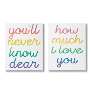 Stupell Industries How Much I Love You Quote Rainbow Typography Gallery Wrapped Canvas Wall Art 2pc Set, 24 x 30 - 1 of 3