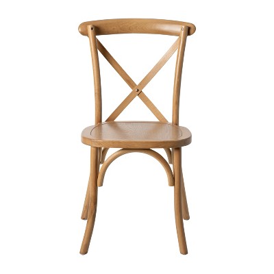 Light Brown Elmwood Cross Back Upholstered Side Chair