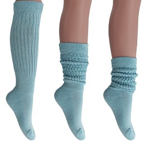 Women's Slouch Socks – Soft Cotton Scrunch Socks, Retro Knee-High Boot Socks for Casual Wear & Comfort (6 Pairs) - 1 of 1