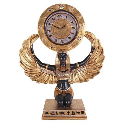 Grand-Scale Egyptian Goddess Isis Gold and Black Tabletop Clock
