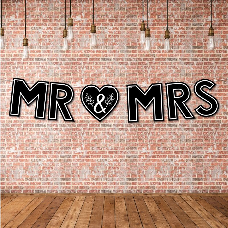 Big Dot of Happiness Mr. and Mrs. - Large Black and White Wedding or Bridal Shower Decorations - Mr & Mrs - Outdoor Letter Banner, 3 of 8