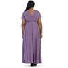 24seven Comfort Apparel Plus Size Flutter Sleeve Metallic Knit Maxi Dress Front Slit Empire Waist - 3 of 4