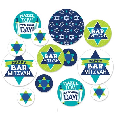 Big Dot of Happiness Blue Bar Mitzvah - Boy Party Giant Circle Confetti - Party Decorations - Large Confetti 27 Count