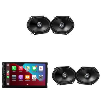 Jensen CAR723W 7" Touch Screen Digital Multimedia Receiver Wireless or Wired Apple CarPlay and Android Auto Compatible with 2 Pairs JVC CS-DR6821 3...