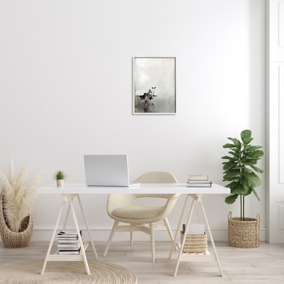 Minimalist White Framed Abstract Print with Black Splatter, 16 x 20