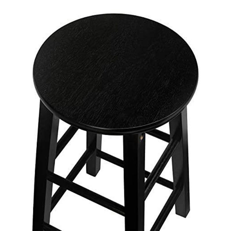 PJ Wood Classic Round Seat 29" Tall Kitchen Counter Stools for Homes, Dining Spaces, and Bars with Backless Seats & 4 Square Legs, Black (Set of 4), 5 of 7