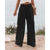 Womens Palazzo Pants Wide Leg High Waist Smocked Harem Pants Loose Fit Lounge Pants Linen Textured Summer Boho Bagyy Yoga Pants - 3 of 4