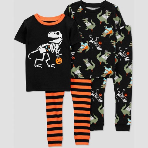 Carter s Just One You Toddler Boys Short Sleeve 4pc Halloween Dino Pajama Set Black orange 12m Target