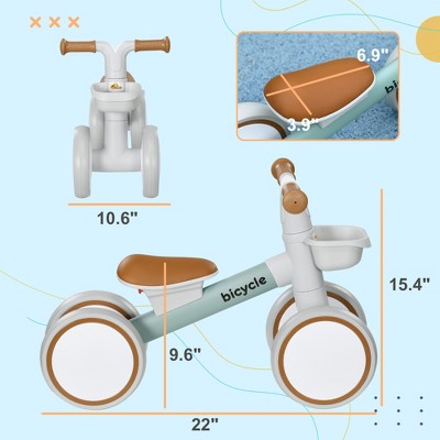 Infurnic Baby Walkers Balance Bike for Toddlers 1-3 Years, Baby Balance Bike Silent Wheels, No Pedal Bike for Boys Girls, Green, 22.00"*10.60"*15.40"