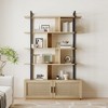Rattan Bookshelf 71.1" Tall Industrial Bookcase with  5 Open Display Shelves and Metal Frame for Living Room, Modern Home Storage Solution - 3 of 4