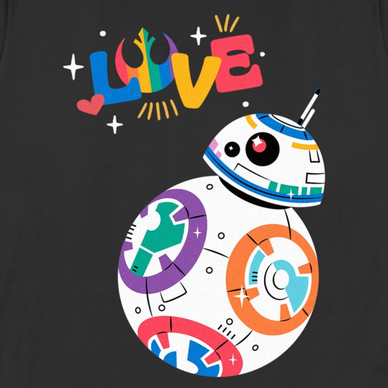 Adult Star Wars Pride Rainbow Love BB-8 T-Shirt, 2 of 5