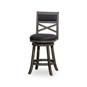 TiramisuBest 25.75in Swivel Counter Stool, Set of 2, Polyester Charcoal Dining Chairs - 1 of 4