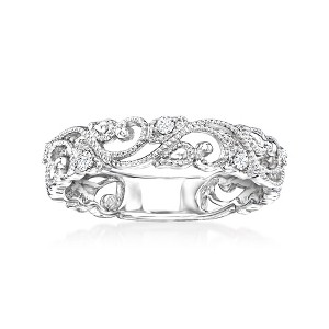 Ross-Simons 0.10 ct. t.w. Diamond Filigree Openwork Ring in Sterling Silver - 1 of 4