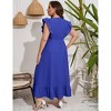 Womens Plus Size Casual Sleeveless Maxi Dress Ruffle Sleeve A Line Swing Summer Maxi Dress with Pockets - 2 of 4