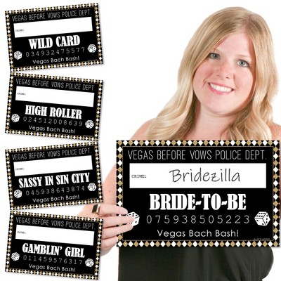 Big Dot of Happiness Vegas Before Vows - Las Vegas Bridal Shower or Bachelorette Party Mug Shots - Photo Booth Props Mugshot Signs - 20 Count