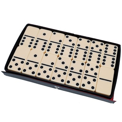 Ivory Double 6 Dominoes Set with Black Vinyl Case