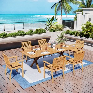 Captiva Designs 7pc Outdoor Patio Furniture Set with Rectangle Table and Armrest Chairs - 1 of 4