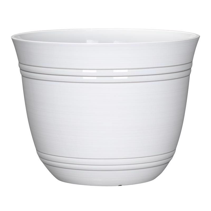 L&G Solutions 11 in. H X 14.5 in. D Polyresin Galileo Planter White, 1 of 2