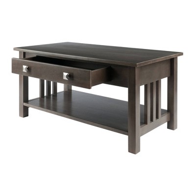 Transitional Oyster Gray Rectangular Coffee Table with Storage