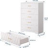 5 Drawer Tall Wood Dresser for Bedroom, Wooden Chest of Drawers with Gold Handles for Closet - 3 of 4