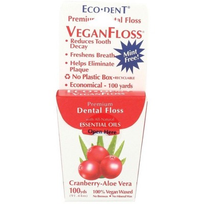 VeganFloss Premium Dental Floss Cranberry Aloe by Eco-Dent  -  100 Yards Floss