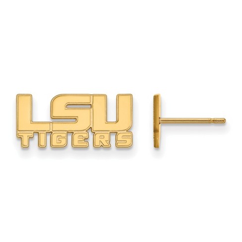 Black Bow Jewelry 14k Yellow Gold Plated Sterling Silver Louisiana State Fighting Tigers NCAA Post Earring - image 1 of 3